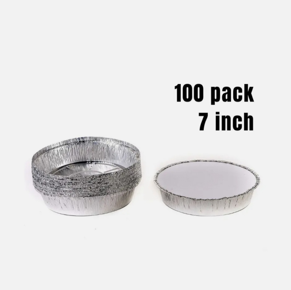 7" Round Aluminum Foil Take-Out Pan W/ Board Lid Combo ( 100 TOTAL ) 50 PAIRS